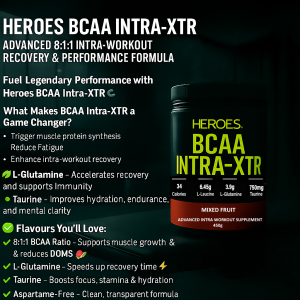 Heroes BCAA Intra-XTR | Advanced 8:1:1 Intra-Workout Recovery & Performance Formula