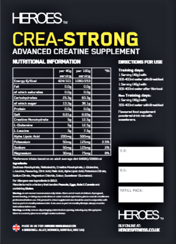 Heroes Crea-Strong Nutritional and Allergen Information