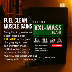 XXL-MASS Plant 5kg Vegan Mass Gainer Supplement – High-Calorie Plant-Based Protein Powder for Muscle Growth, Weight Gain & Recovery – Strawberry Flavour