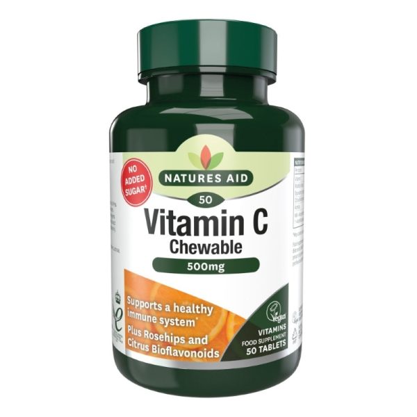 Natures Aid Chewable Vitamin C 500mg Tablets