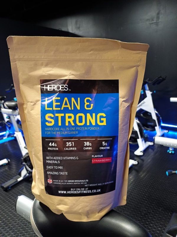 eroes lean & strong all in one protein supplement 1kg strawberry