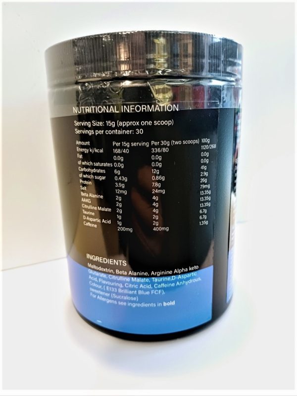 Heroes Pre-Strong Pre-Workout Blue Raspberry nutritional Information