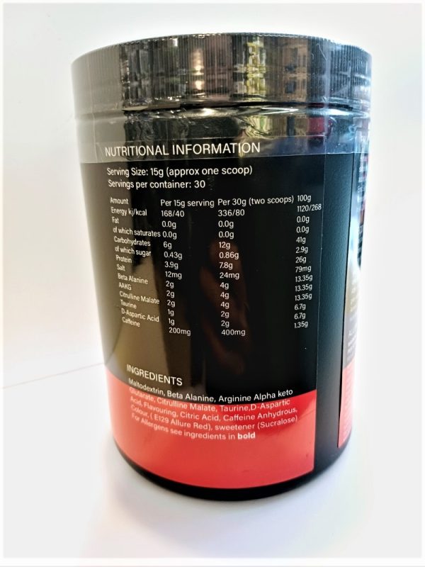 Heroes Pre-Strong Pre-Workout Strawberry Lime nutritional Information