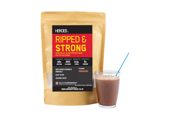 Heroes Ripped & Strong All in One Protein Creatine Supplement Chocolate Flavour