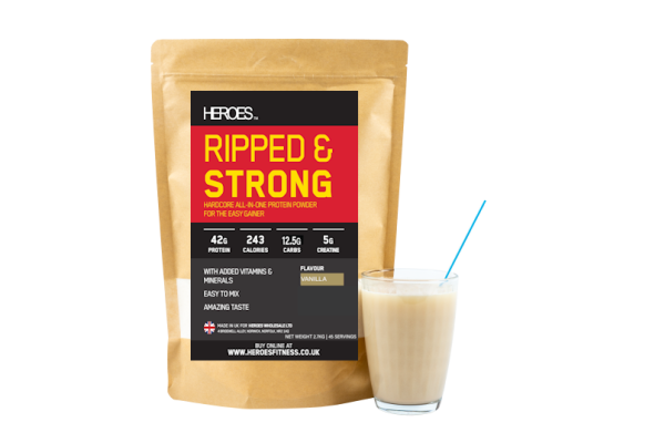 Heroes Ripped & Strong All in One Protein Creatine Supplement Vanilla