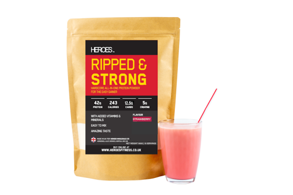 Heroes Ripped & Strong All in One Protein Creatine Supplement Strawberry