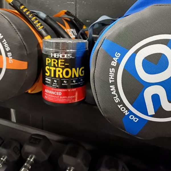Heroes Pre-Strong strawberry lime flavour is one of the Strongest Pre-Workouts In The UK, contains caffeine, citrulline malate, d-aspartic acid and arginine AKG