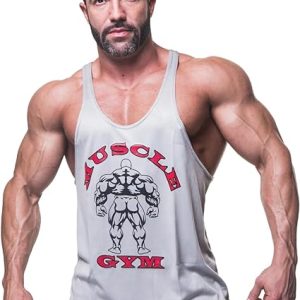 Muscle Gym Stringer Vest Grey