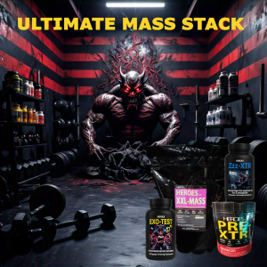 Image of the Ultimate Mass Stack, showcasing powerful supplements for serious muscle building and strength enhancement.