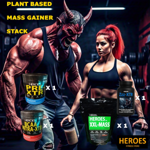 A powerful plant-based mass gainer stack, promoting muscle growth and enhancing performance.