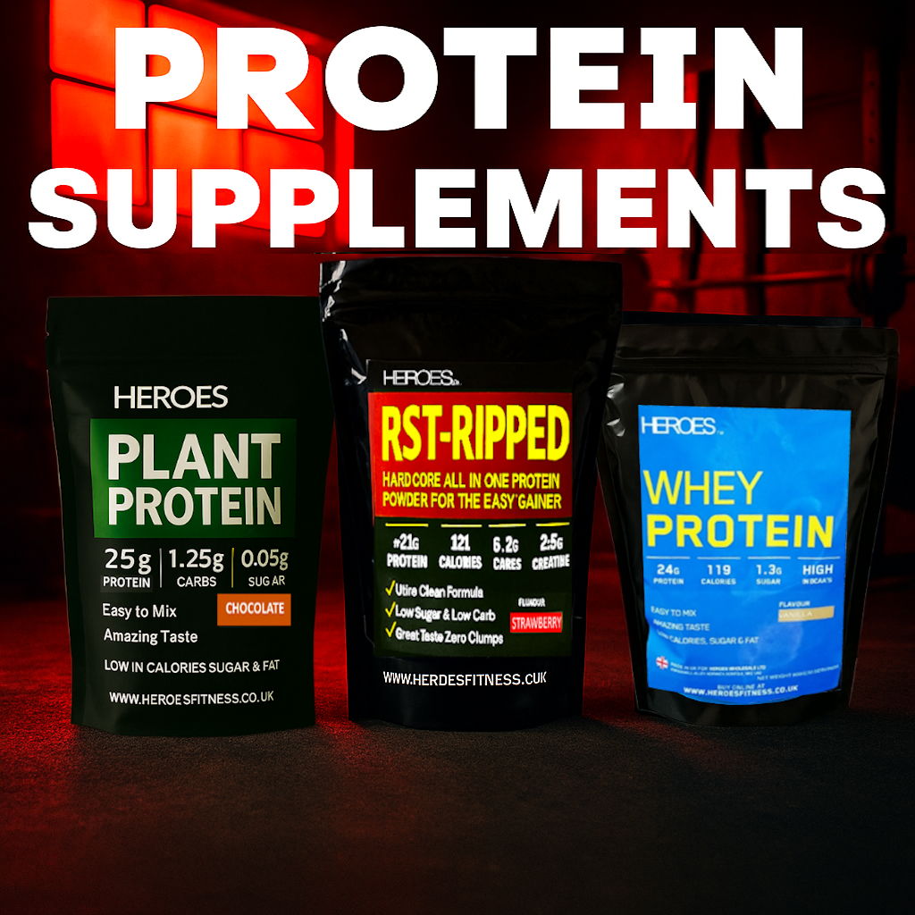 Heroes Protein Supplements in a vibrant hardcore Gym scene
