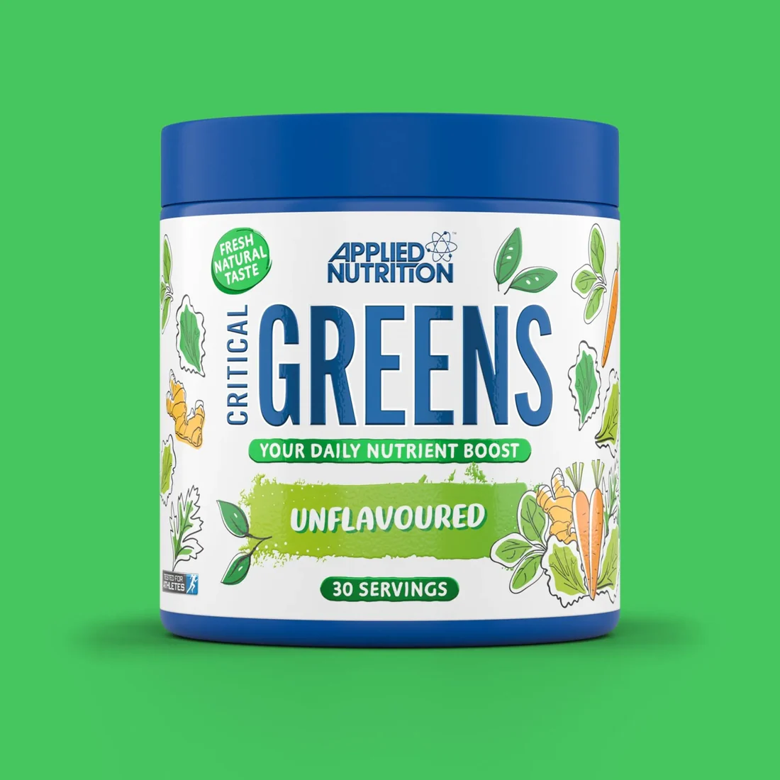 Applied Nutrition Critical Greens Powder Unflavoured Tub Front 30 Servings
